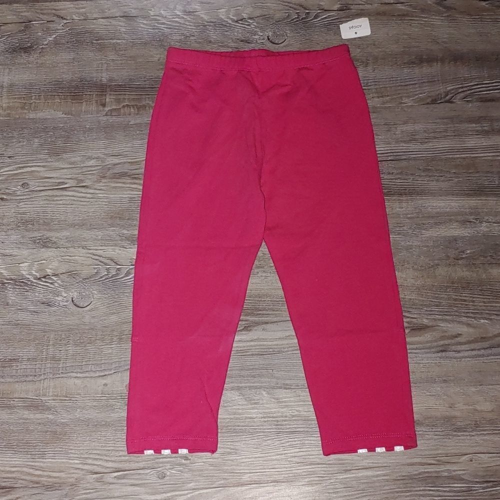 Adidas  hot pink white  3 striped capri leggings  Sz 6X NWT